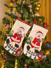 X-Mas Embroidery Stocking Hanging (Red, Set Of 2) - MARKET99