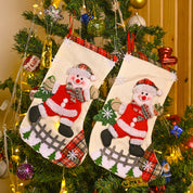 X-Mas Embroidery Stocking Hanging (Red, Set Of 2)