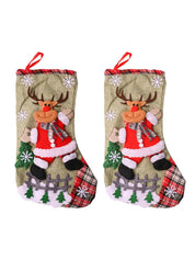 X-Mas Embroidery Stocking Hanging (White, Set Of 2) - MARKET99