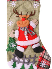 X-Mas Embroidery Stocking Hanging (White, Set Of 2) - MARKET99