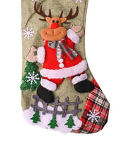 X-Mas Embroidery Stocking Hanging (White, Set Of 2) - MARKET99