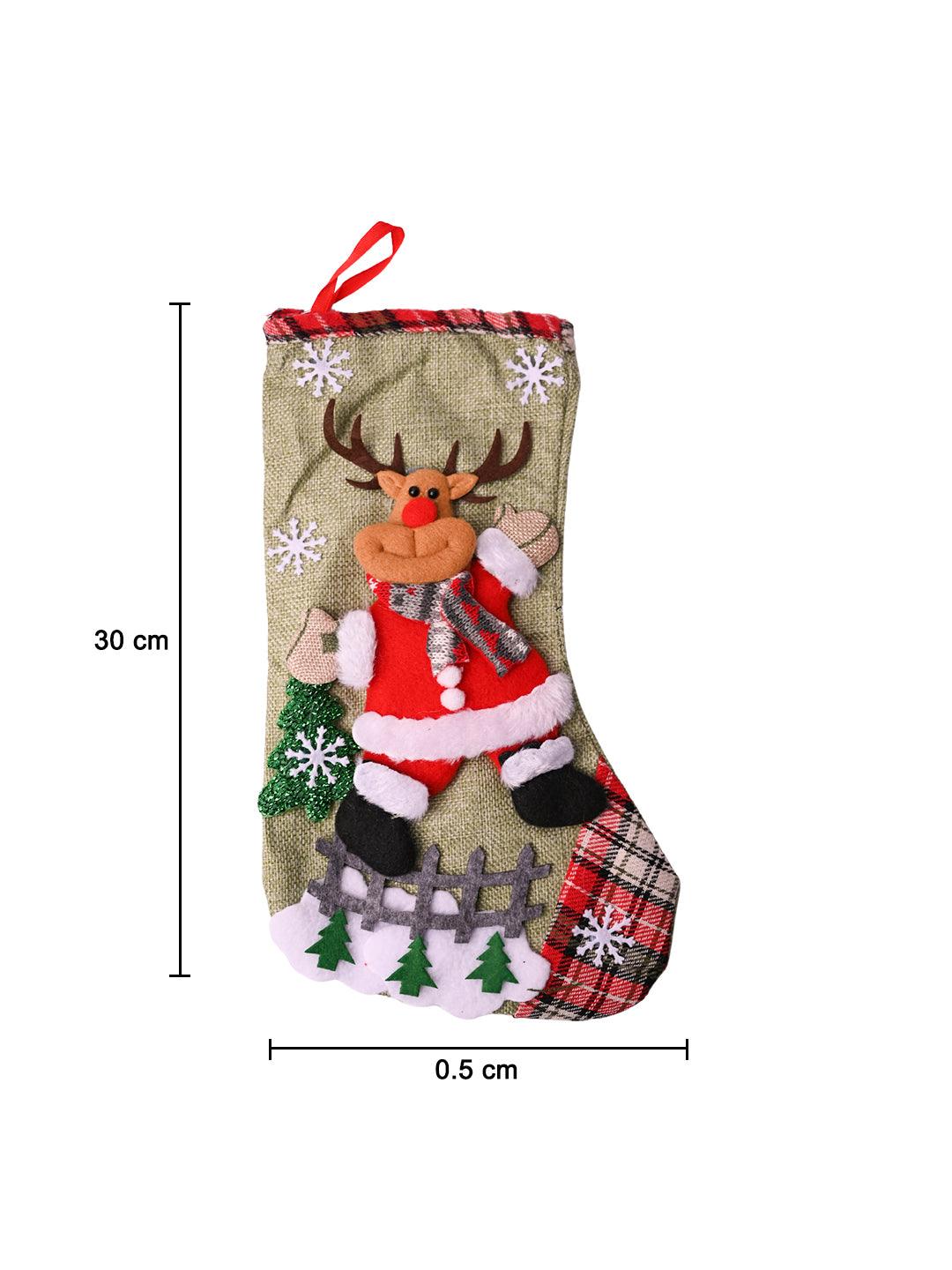 X-Mas Embroidery Stocking Hanging (White, Set Of 2) - MARKET99