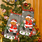 X-Mas Embroidery Stocking Hanging (Light Green, Set Of 2)