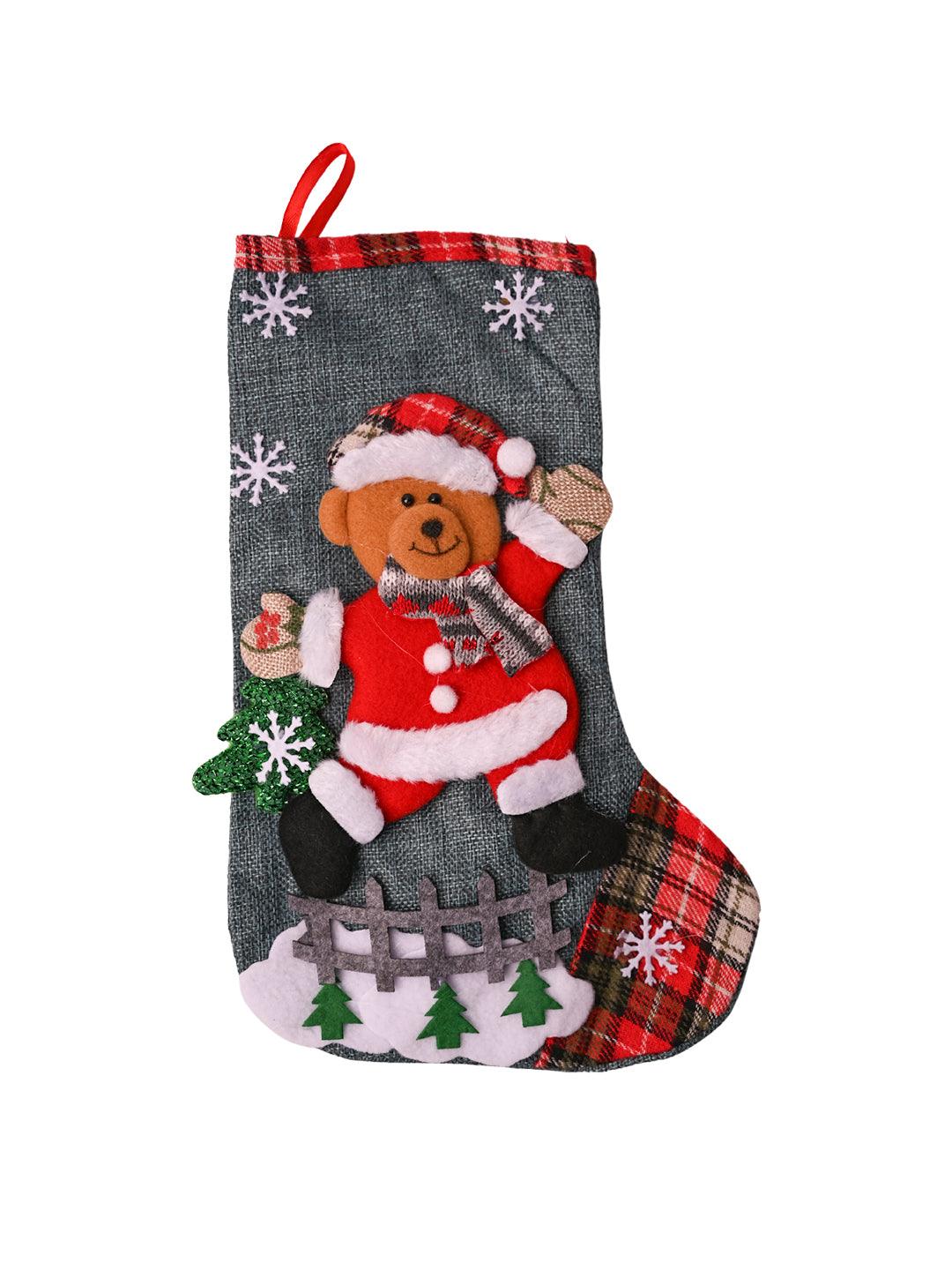 X-Mas Embroidery Stocking Hanging (Light Green, Set Of 2) - MARKET99