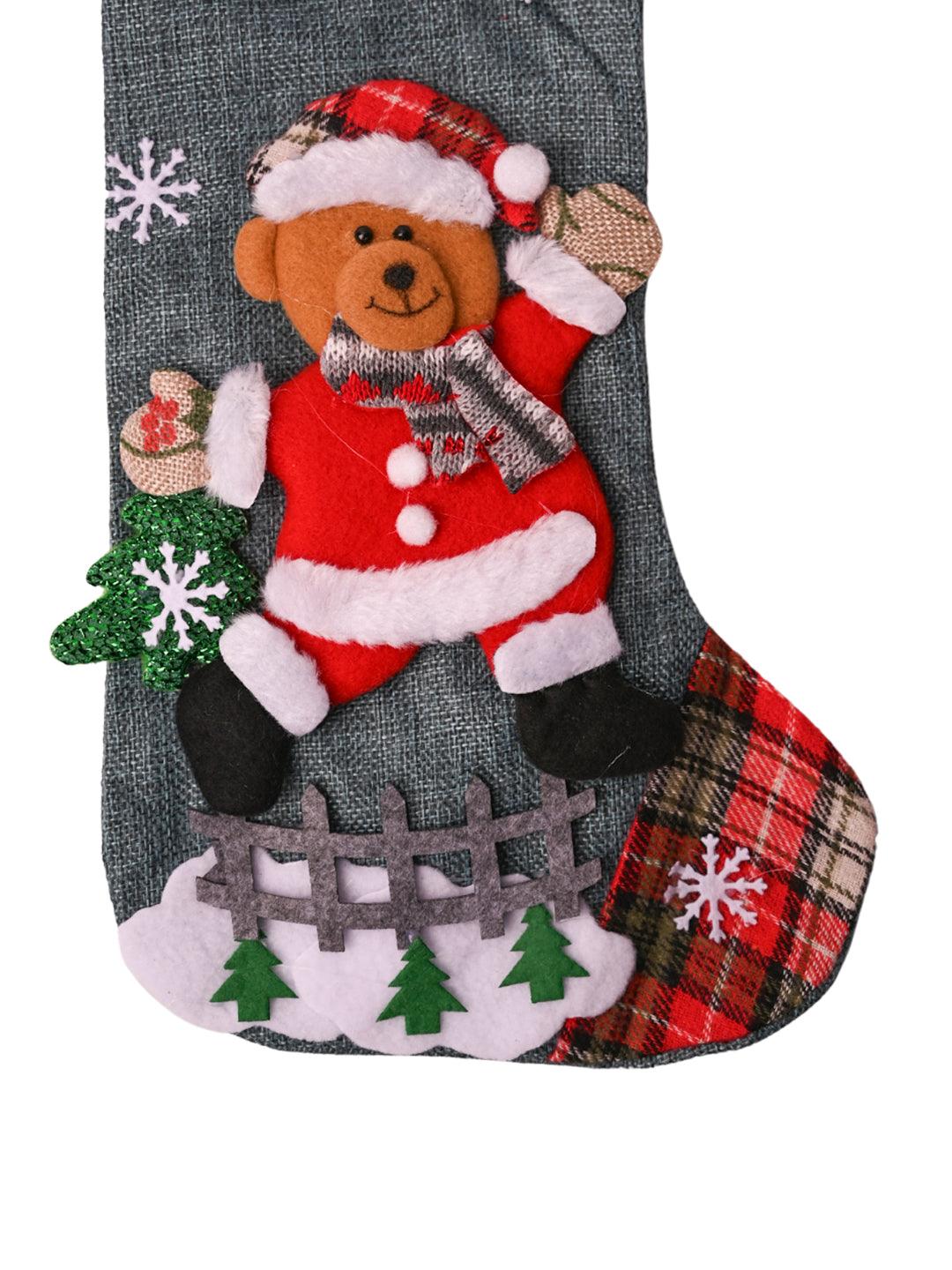 X-Mas Embroidery Stocking Hanging (Light Green, Set Of 2) - MARKET99