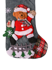 X-Mas Embroidery Stocking Hanging (Light Green, Set Of 2) - MARKET99