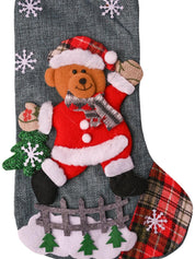 X-Mas Embroidery Stocking Hanging (Light Green, Set Of 2) - MARKET99