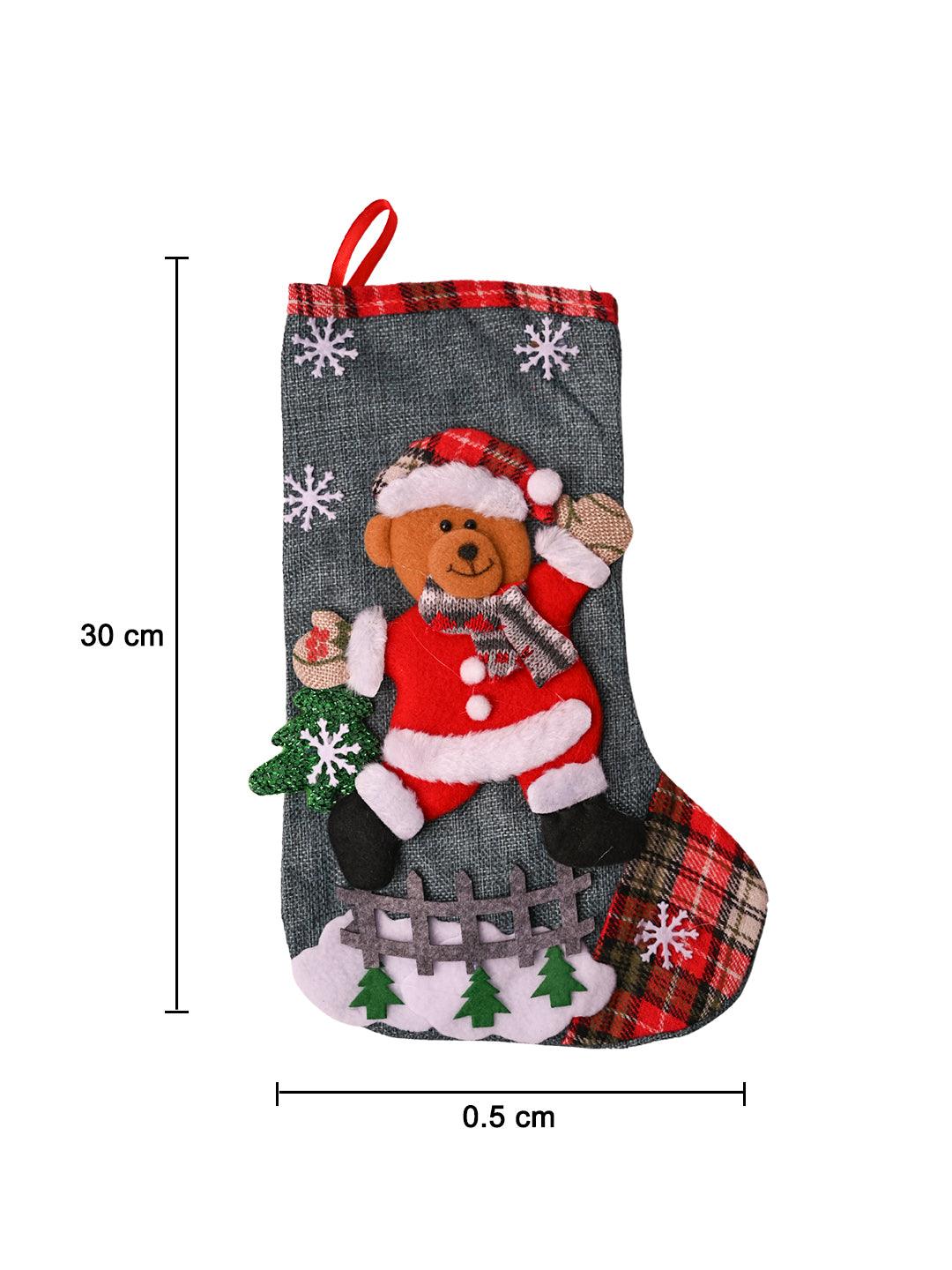 X-Mas Embroidery Stocking Hanging (Light Green, Set Of 2) - MARKET99