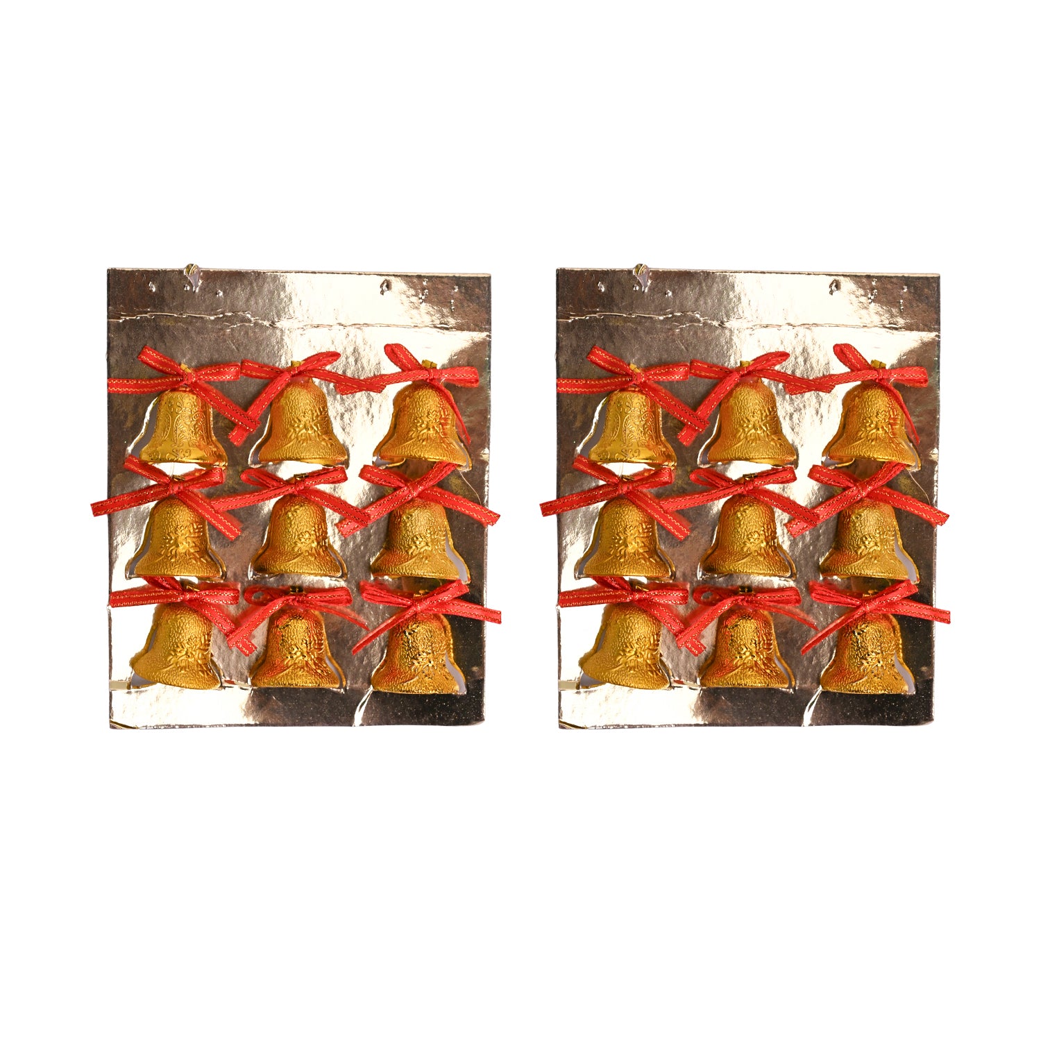 Christmas Bells Tree Decoration (Gold, Set Of 18, Assorted) - MARKET99