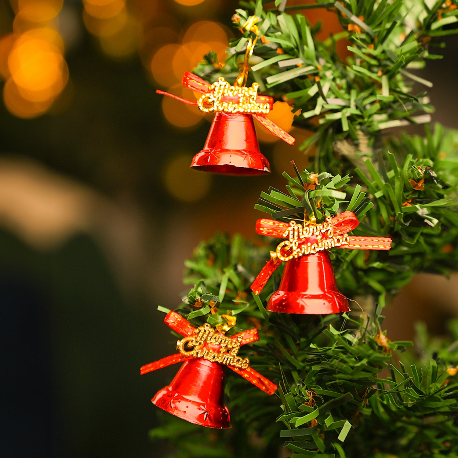 Christmas Bells Tree Decoration (Red, Set Of 18, Assorted) - MARKET99