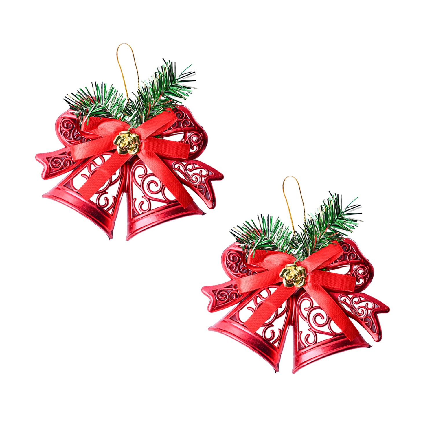 Christmas Tree Hanging Bell (Red, Set Of 2) - MARKET99