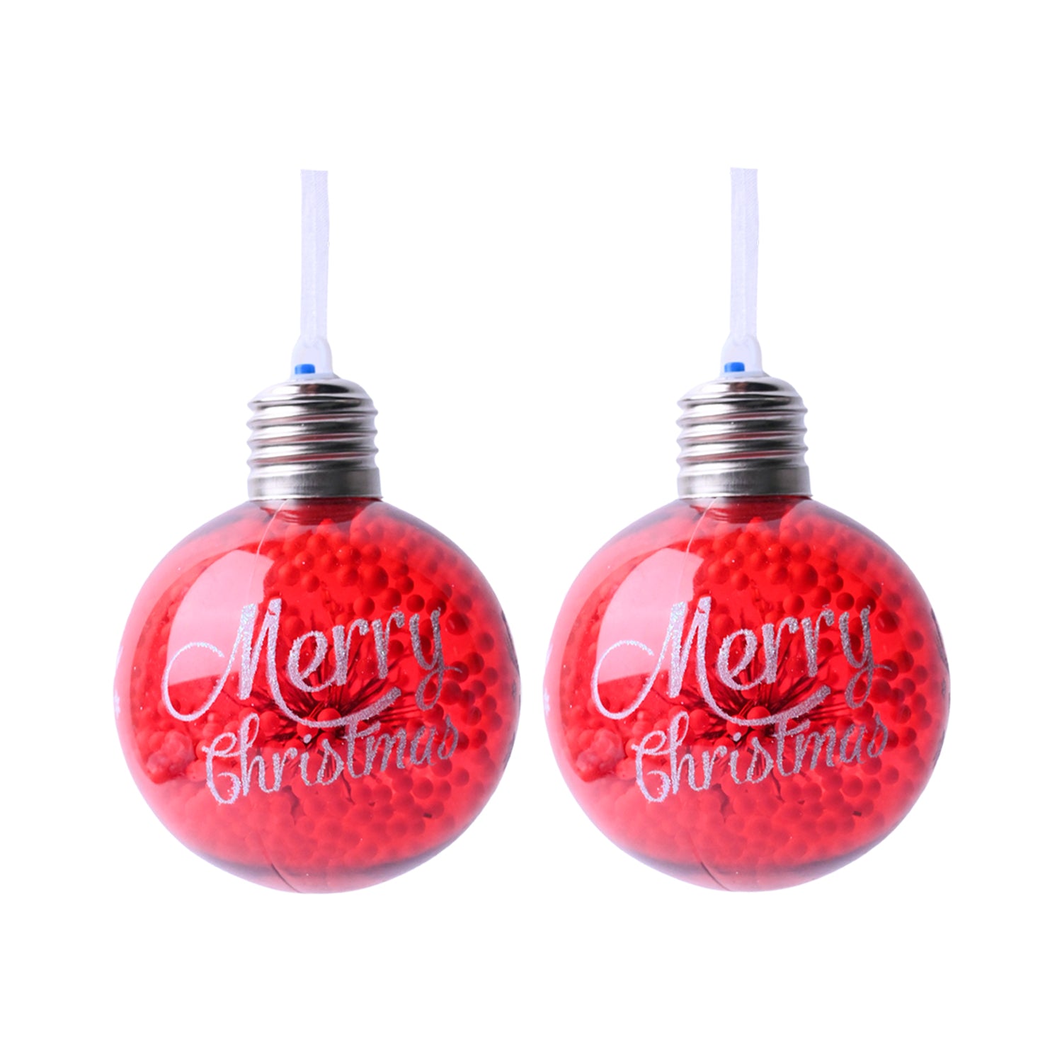 Christmas Hanging Balls Set Of 2 Pcs (Red, Assorted) - MARKET99