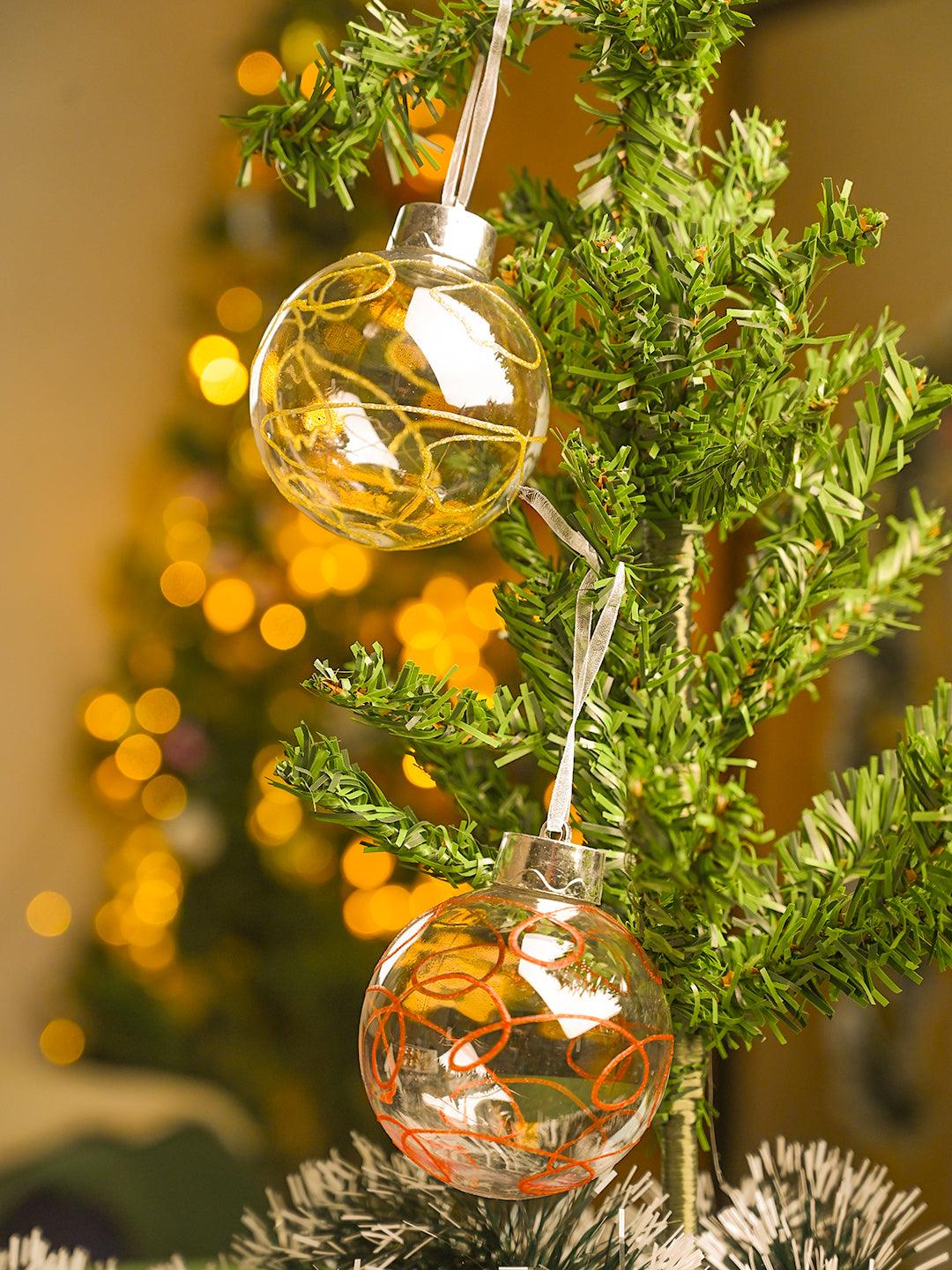 Christmas Hanging Balls Set Of 2 Pcs (Transparent, Assorted) - MARKET99