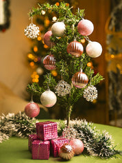 Christmas Tree Hanging Balls (Pink Silver, Set Of 20) - MARKET99