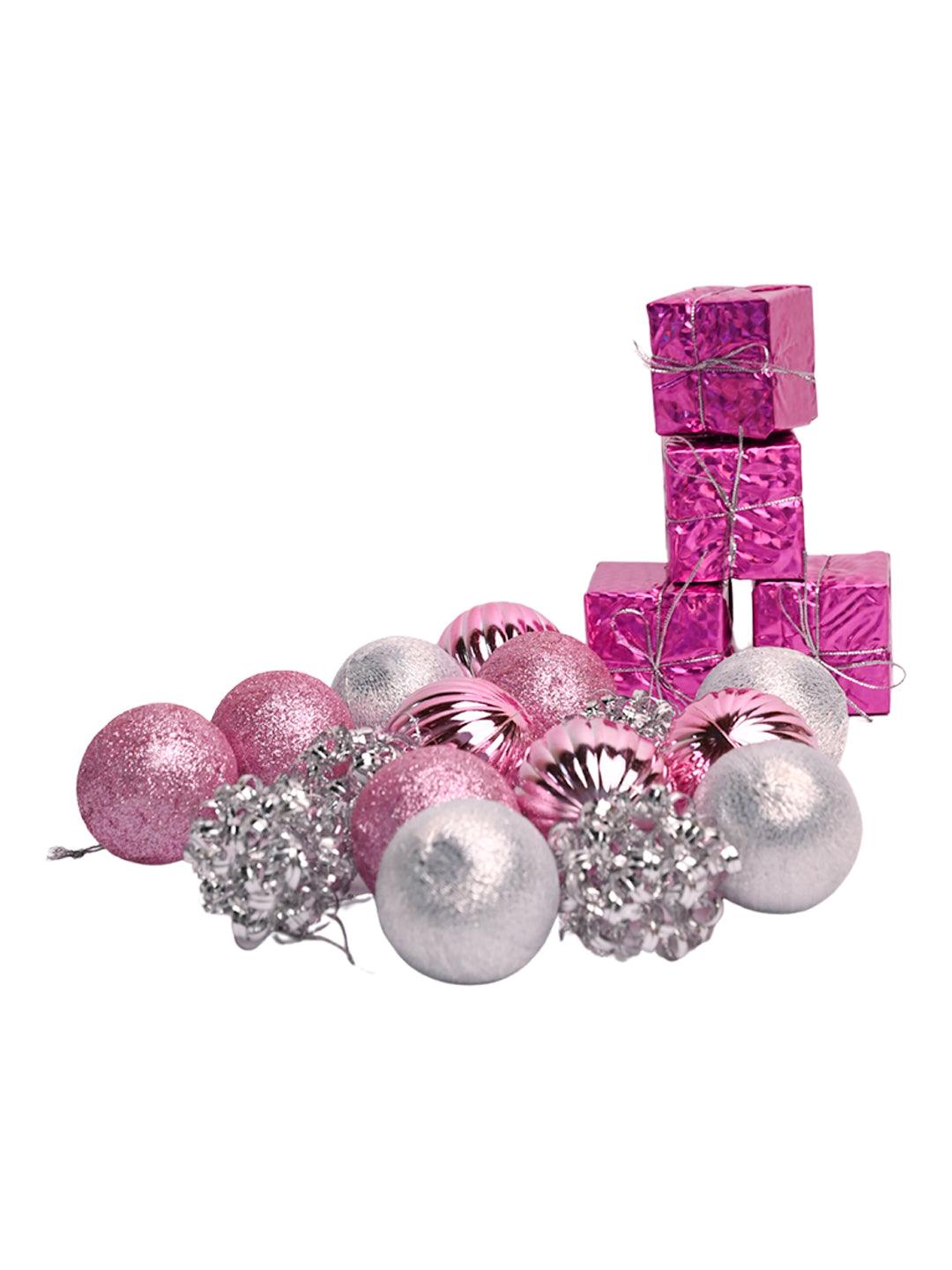 Christmas Tree Hanging Balls (Pink Silver, Set Of 20) - MARKET99