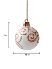 Christmas Tree Hanging Balls (White & Gold, Set Of 6) - MARKET99