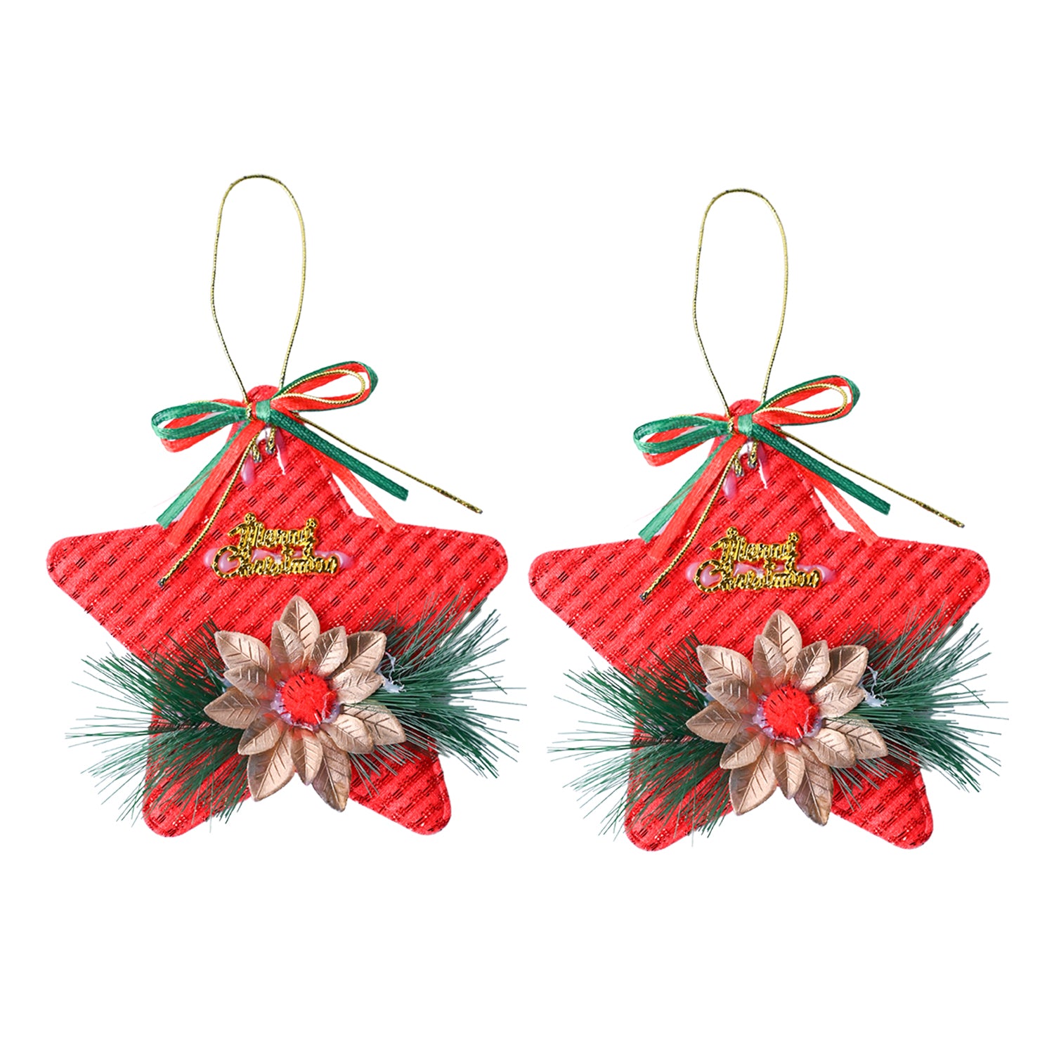 Christmas Decoration Star (Red & Set Of 2) - MARKET99