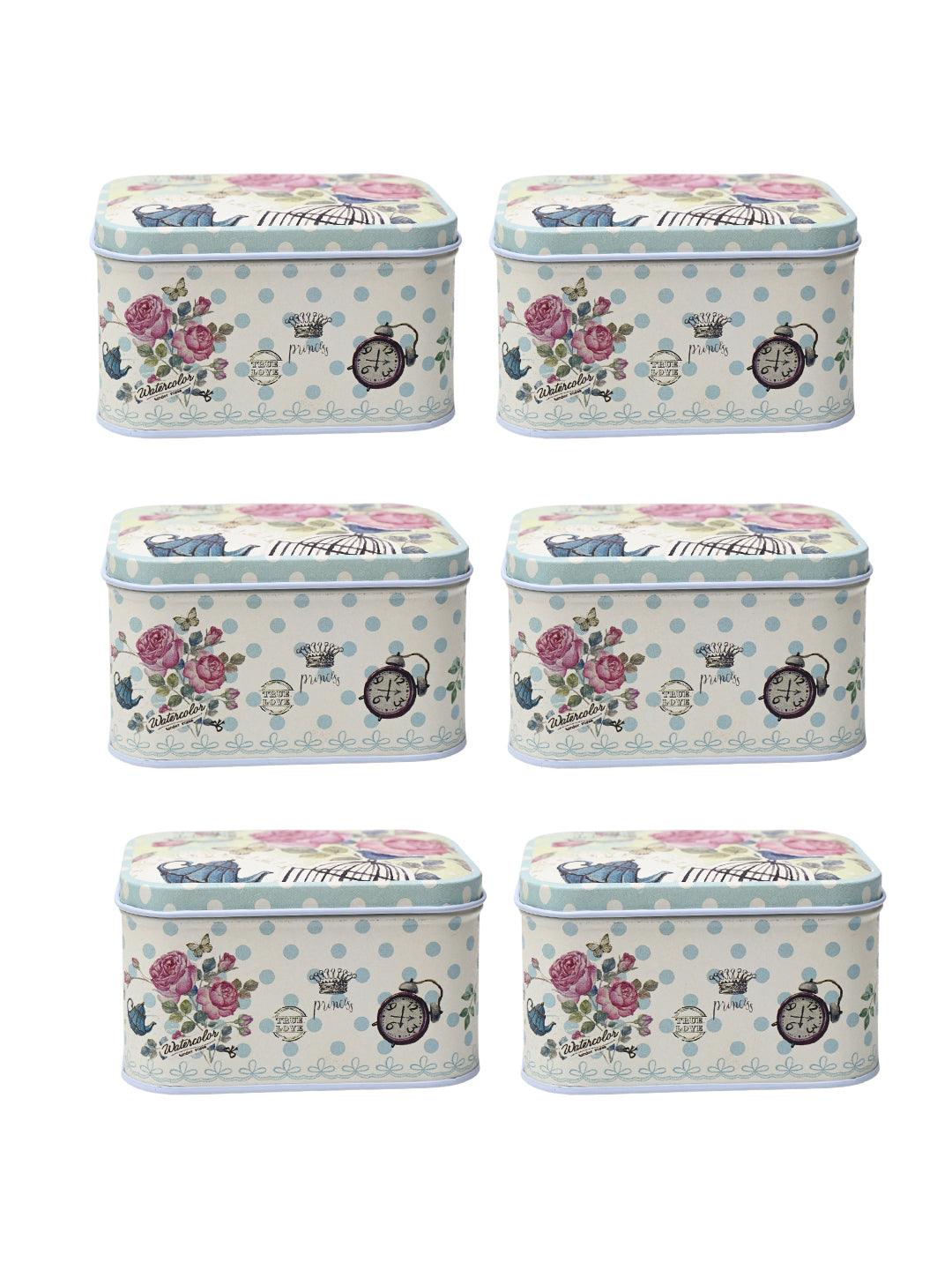 Mini Tin Storage Box Container - Set Of 6, Green - MARKET99