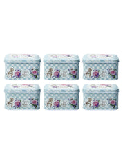 Mini Tin Storage Box Container - Set Of 6, Blue - MARKET99