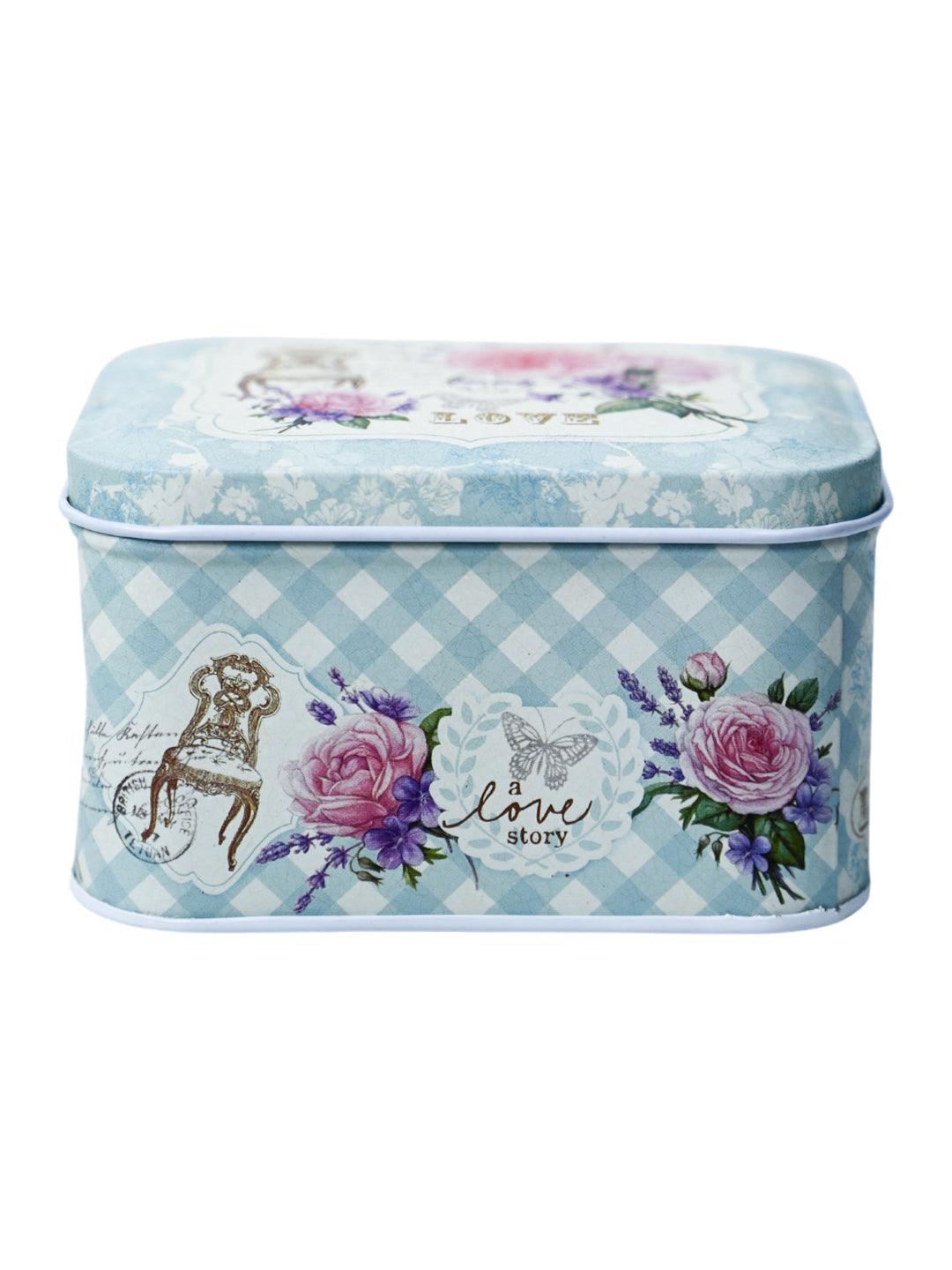 Mini Tin Storage Box Container - Set Of 6, Blue - MARKET99