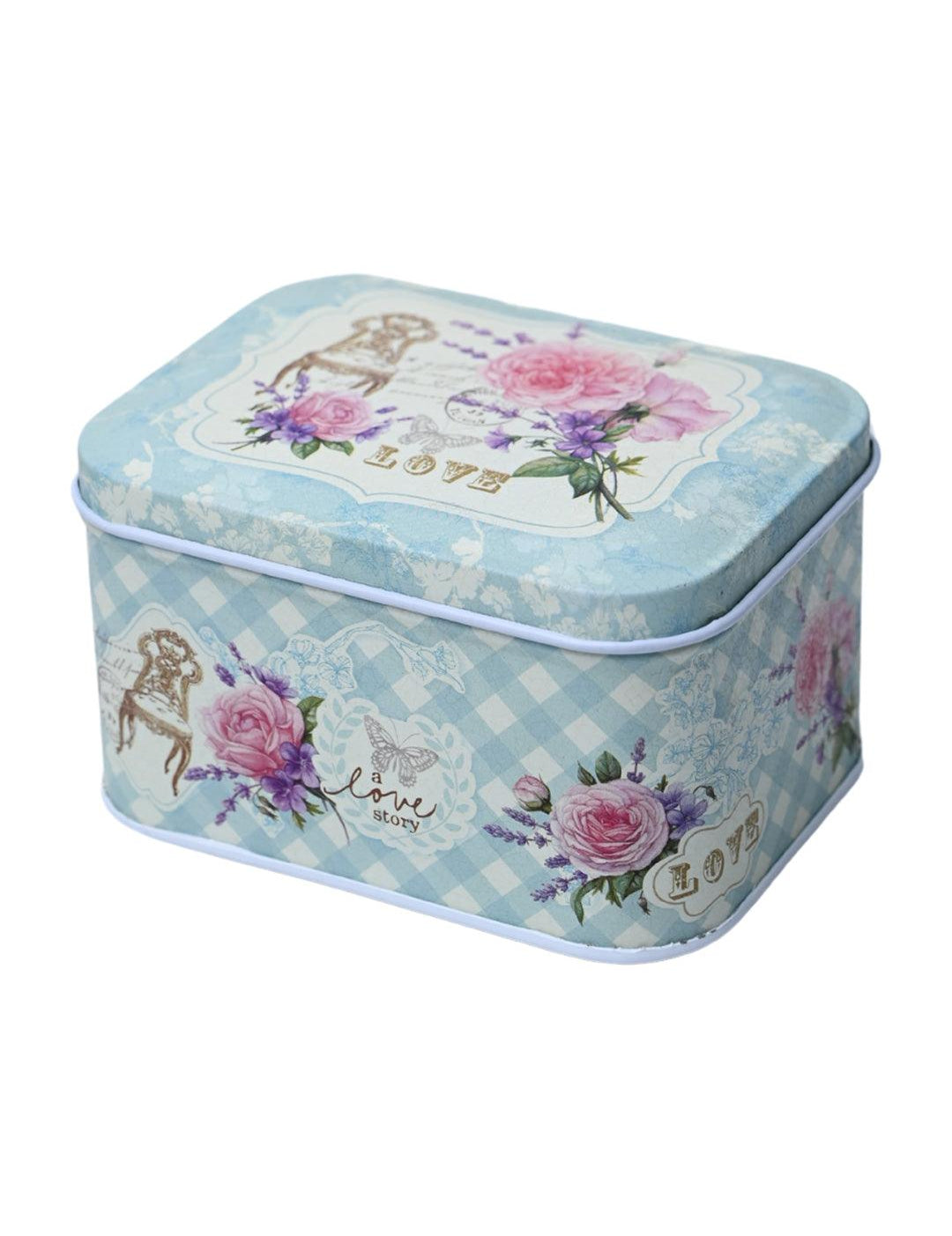 Mini Tin Storage Box Container - Set Of 6, Blue - MARKET99