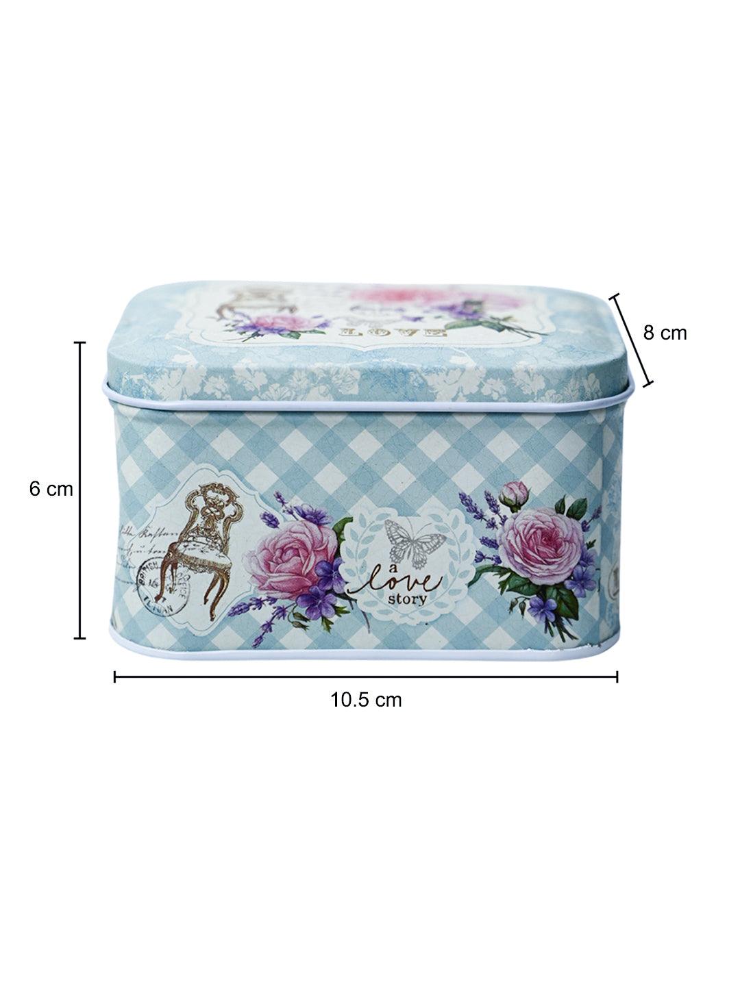 Mini Tin Storage Box Container - Set Of 6, Blue - MARKET99