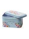 Floral Tin Storage Box Container - Set Of 6, Blue - MARKET99
