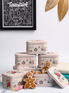 Floral Tin Storage Box Container - Set Of 6, Light Pink - MARKET99