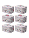 Floral Tin Storage Box Container - Set Of 6, Light Pink - MARKET99