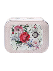 Floral Tin Storage Box Container - Set Of 6, Light Pink - MARKET99