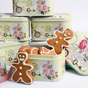 Mini Floral Tin Storage Box Container  - Set Of 6, Green