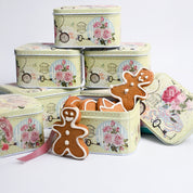 Mini Floral Tin Storage Box Container  - Set Of 6, Green