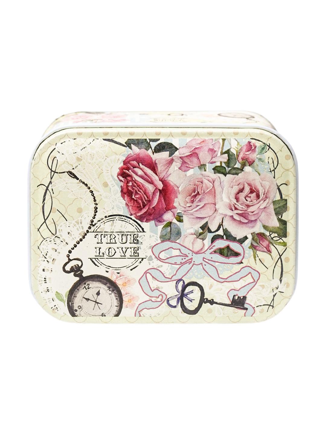 Mini Floral Tin Storage Box Container - Set Of 6, Green - MARKET99