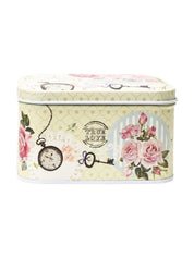 Mini Floral Tin Storage Box Container - Set Of 6, Green - MARKET99