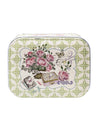 Floral Tin Storage Box Container - Set Of 6, Green - MARKET99