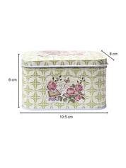 Floral Tin Storage Box Container - Set Of 6, Green - MARKET99