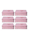 Floral Tin Storage Box Container - Set Of 6, Pink - MARKET99