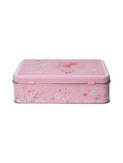 Floral Tin Storage Box Container - Set Of 6, Pink - MARKET99