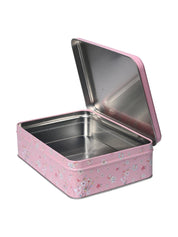 Floral Tin Storage Box Container - Set Of 6, Pink - MARKET99