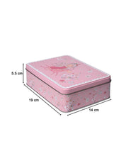 Floral Tin Storage Box Container - Set Of 6, Pink - MARKET99