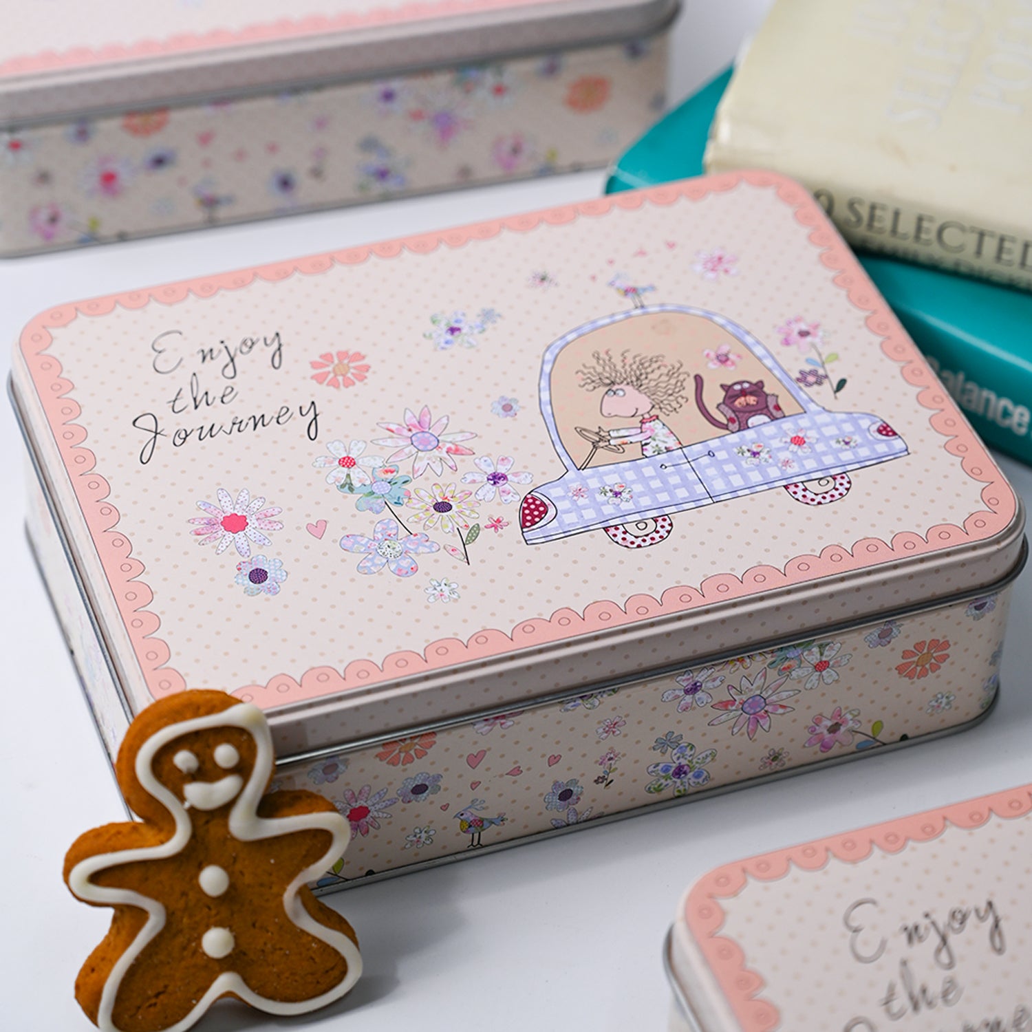 Floral Tin Storage Box Container  - Set Of 6, Multicolor