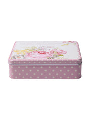 Floral Tin Storage Box Container - Set Of 6, Yellow & Pink - MARKET99