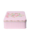 Floral Tin Storage Box Container - Set Of 6, Pink & White - MARKET99