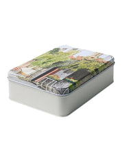 House Print Tin Storage Box Container - Set Of 3, Green & White - MARKET99