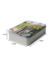 House Print Tin Storage Box Container - Set Of 3, Green & White - MARKET99