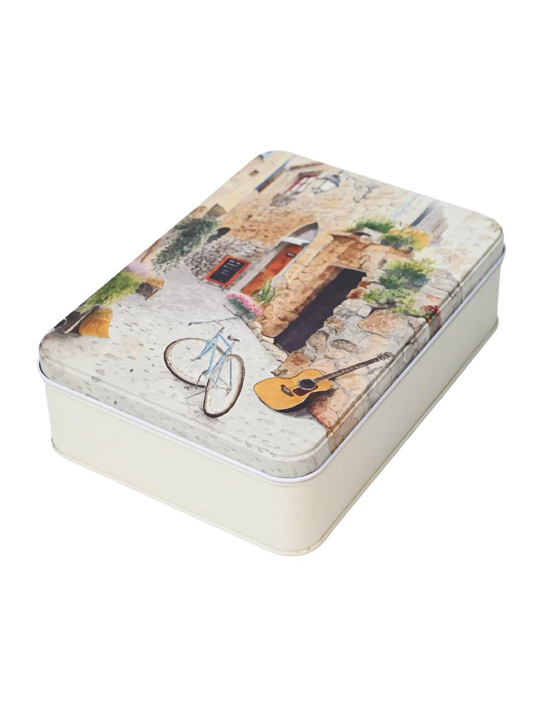 House Print Tin Storage Box Container - Set Of 3, Multi Color - MARKET99