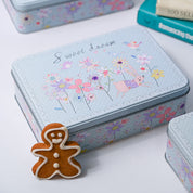 Floral Tin Storage Box Container  - Set Of 6, Sky Blue