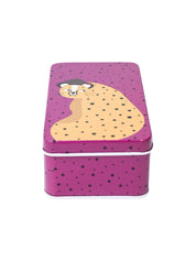 Animal Print Tin Storage Box Container - Set Of 3, Purple - MARKET99