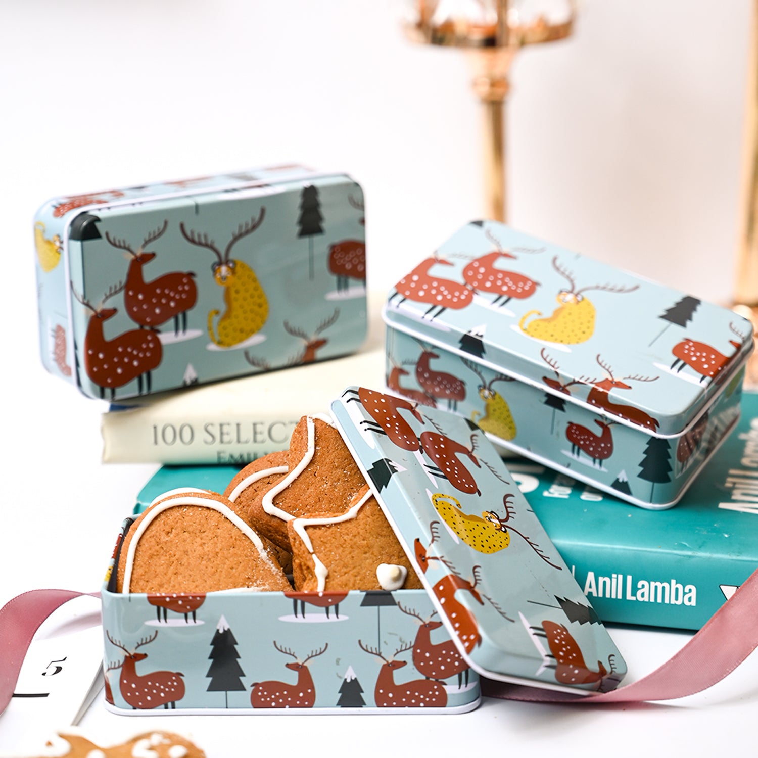 Colour Animal Print Tin Storage Box - Set Of 3, Multcolor