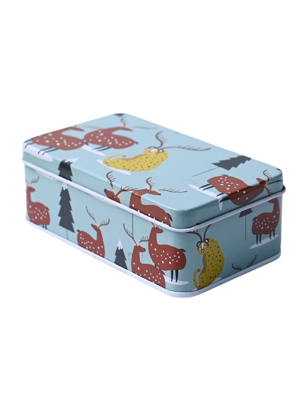 Colour Animal Print Tin Storage Box - Set Of 3, Multcolor - MARKET99